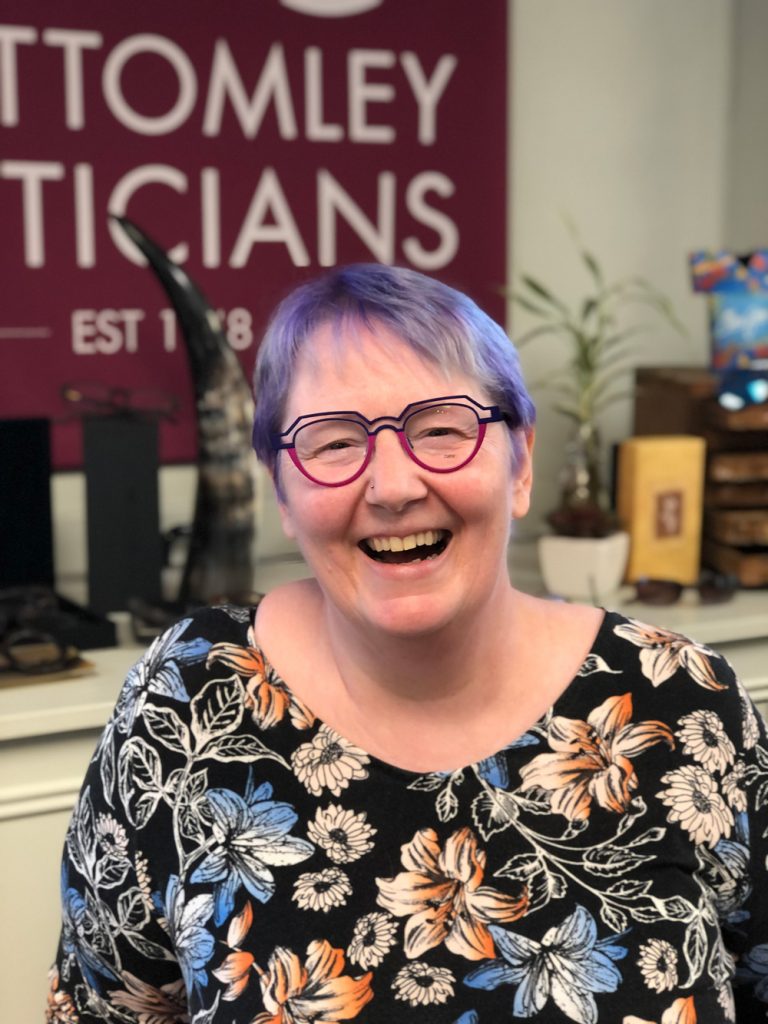 happy customer with new glasses
